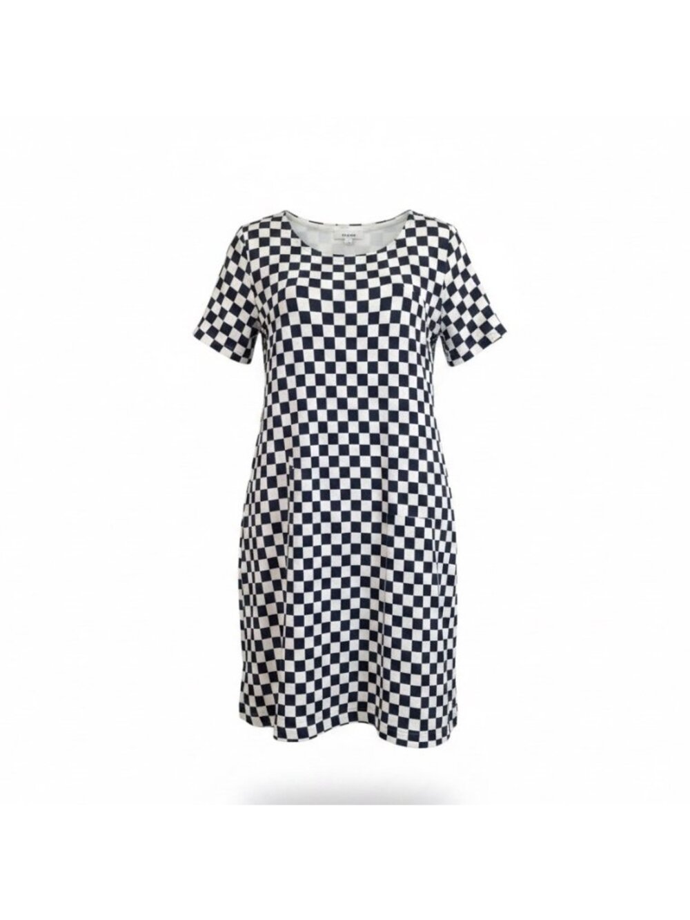 Nipon Womens Black & White Checker Silk Dress Short Sleeve US Checkered Size 12